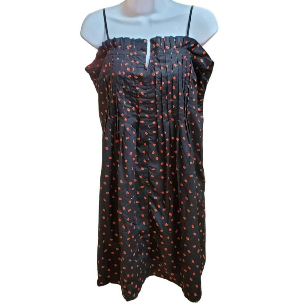 Madewell Black Poplin Women's Strawberry Empire Waist Dress Size 10-EUC